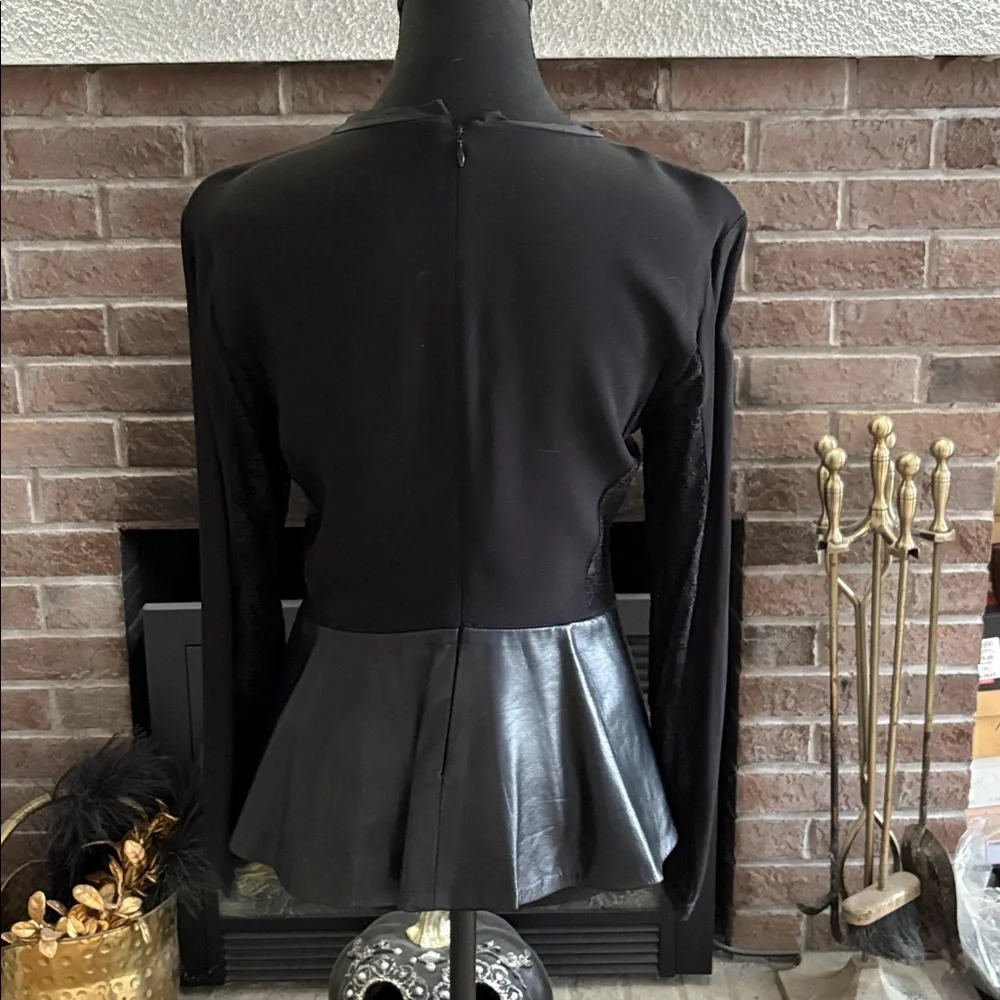 Zara Black Long Sleeve Peplum Blouse - Picture 2 of 7